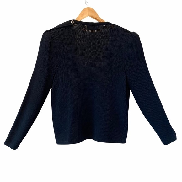 ST. JOHN Vintage 70’s Santana Knit Open Front Puff Shoulders Black Cardigan - Picture 7 of 10